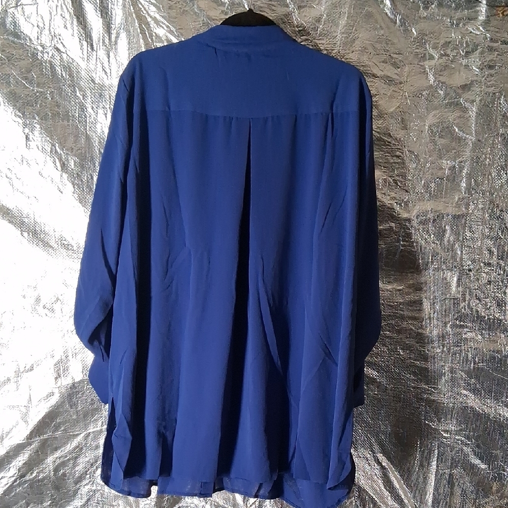 Blue Button-Up Blouse - Picture 5 of 6